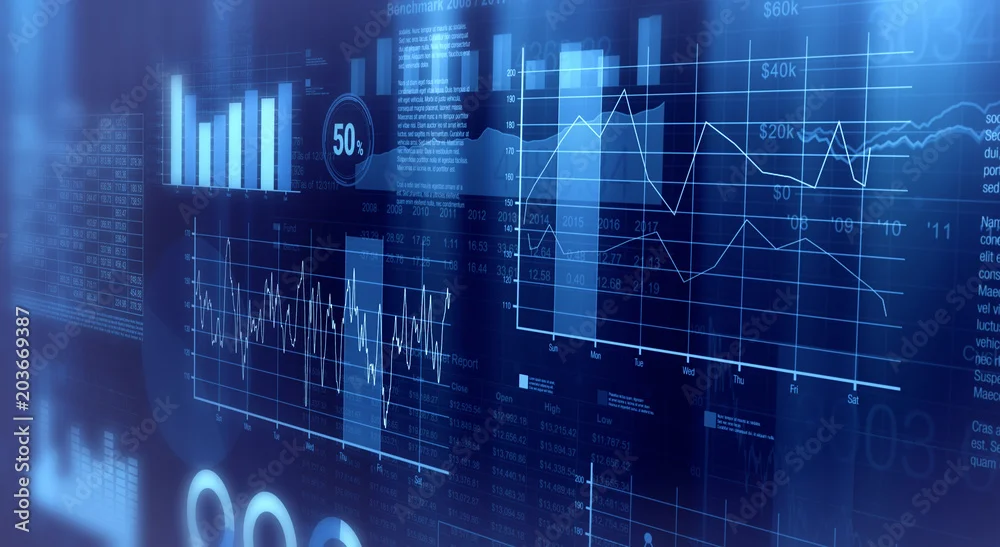 blue financial charts